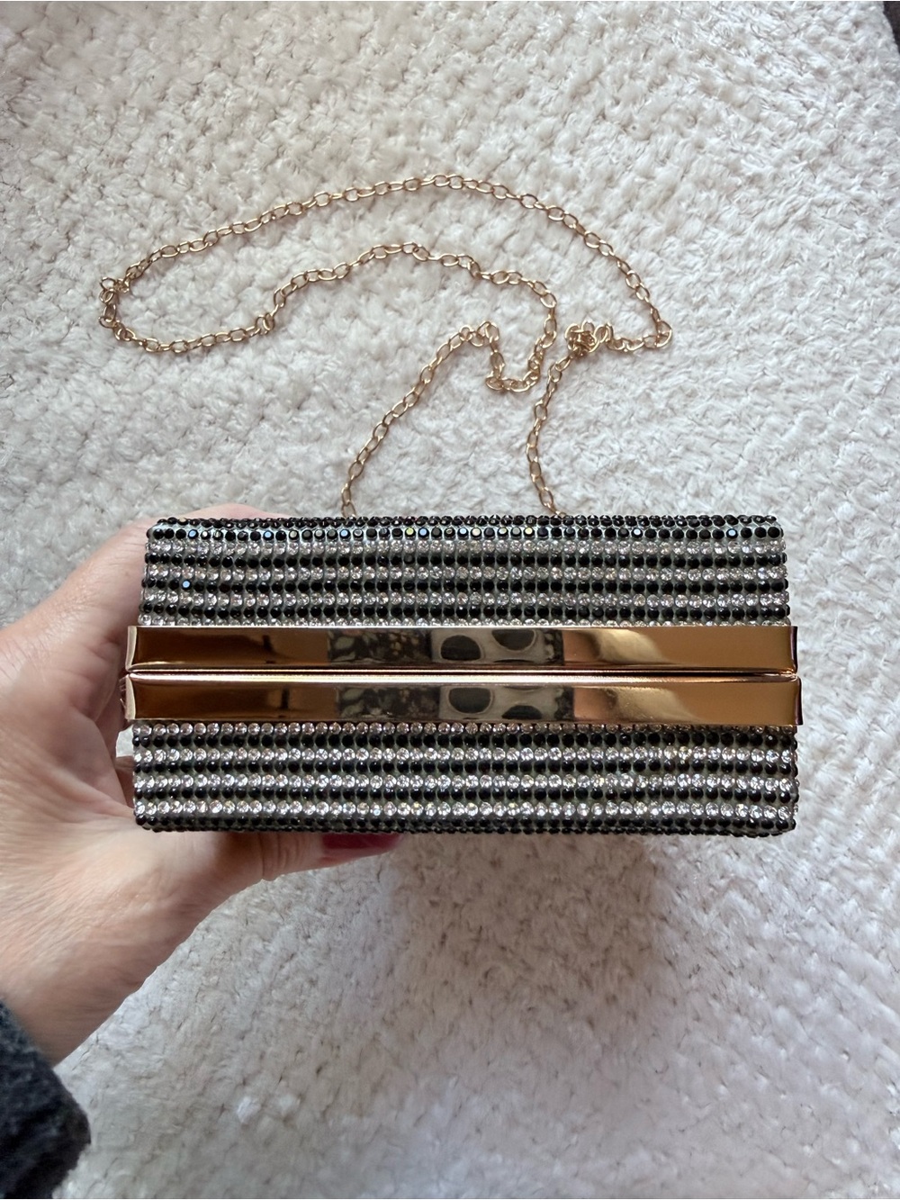 Beaded Cassette Tape Party Clutch - Red, Black, Gold with chain - Picture 4 of 7